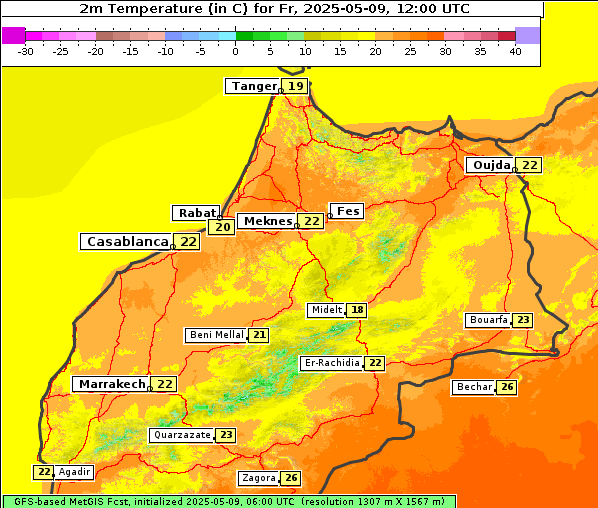 Temperatur, 9. 5. 2025