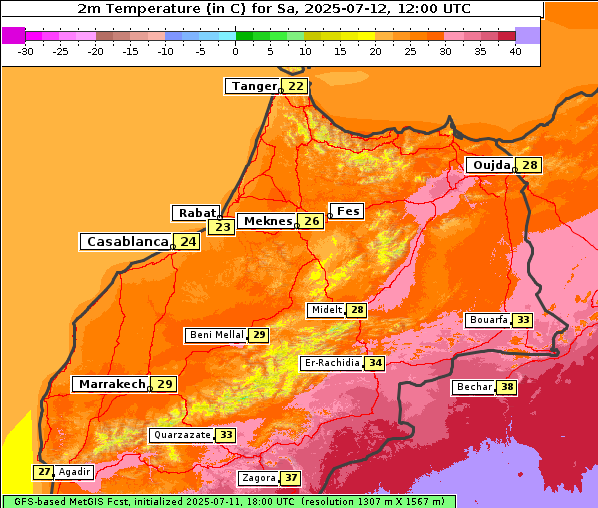 Temperatur, 12. 7. 2025