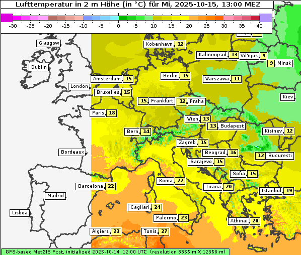 Temperatur, 15. 10. 2025