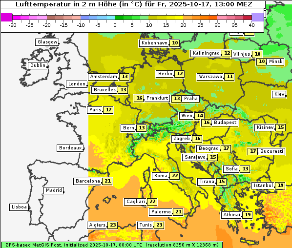 Temperatur, 17. 10. 2025