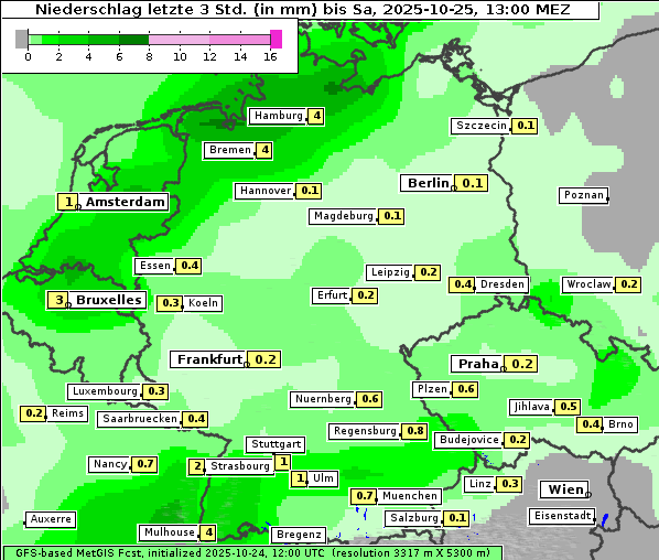 Niederschlag, 25. 10. 2025