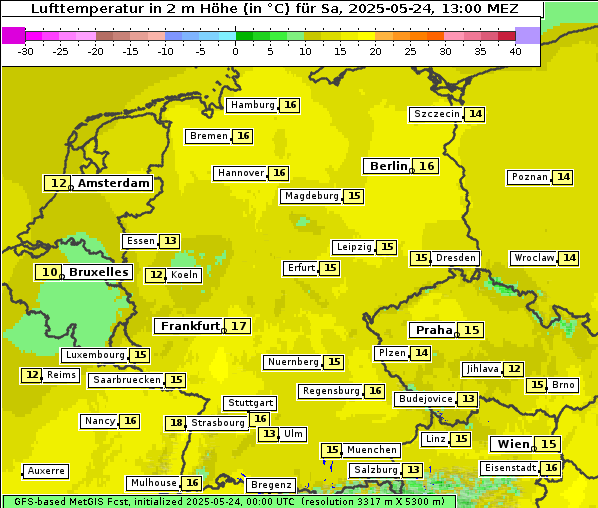 Temperatur, 24. 5. 2025