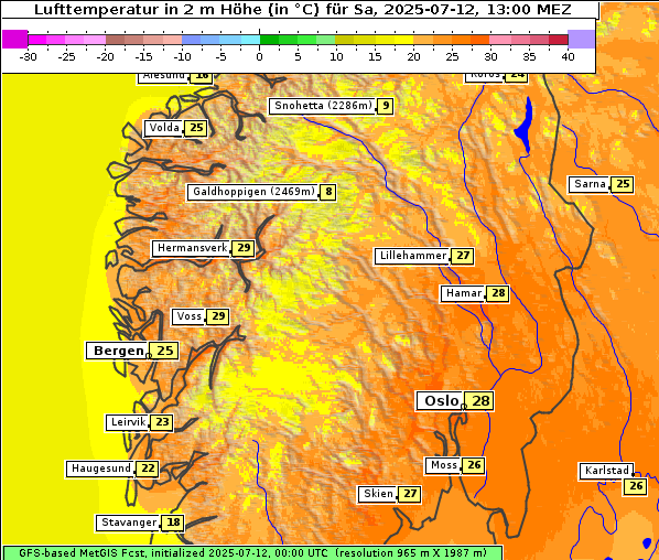 Temperatur, 12. 7. 2025