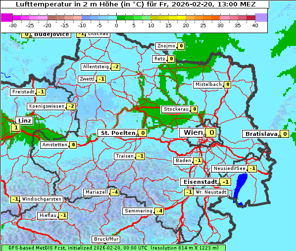 Temperatur, 20. 2. 2026
