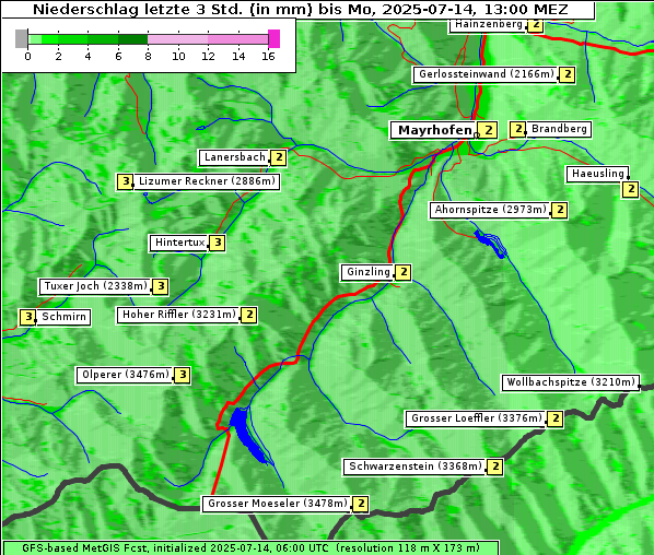 Niederschlag, 14. 7. 2025
