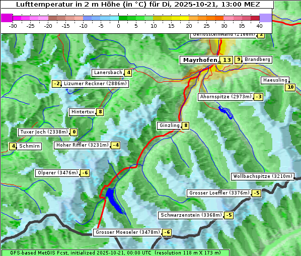 Temperatur, 21. 10. 2025
