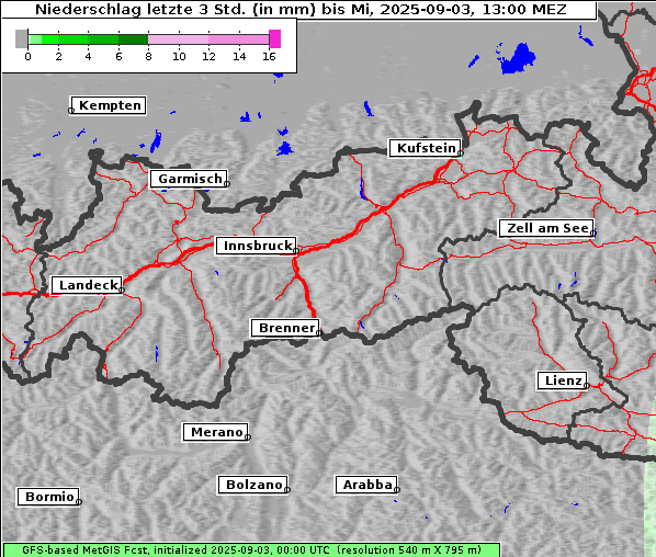 Niederschlag, 3. 9. 2025