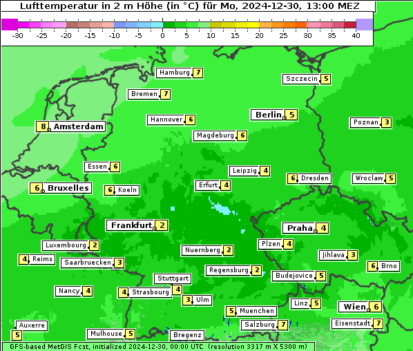 Temperatur, 30. 12. 2024