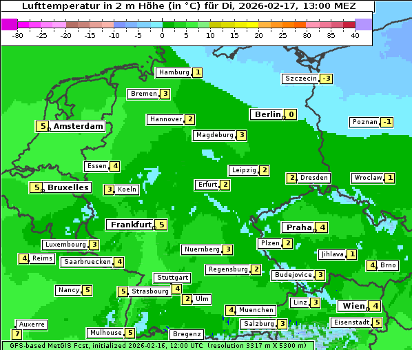 Temperatur, 17. 2. 2026