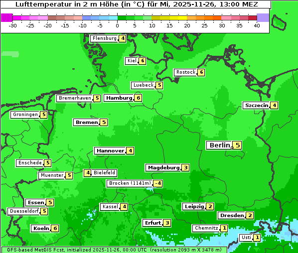 Temperatur, 26. 11. 2025