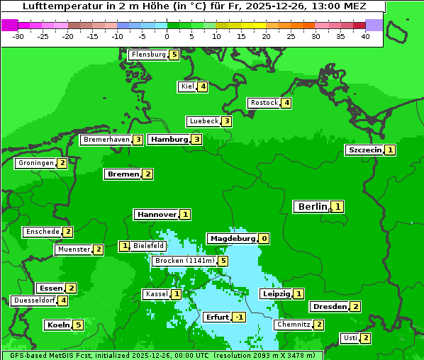 Temperatur, 26. 12. 2025