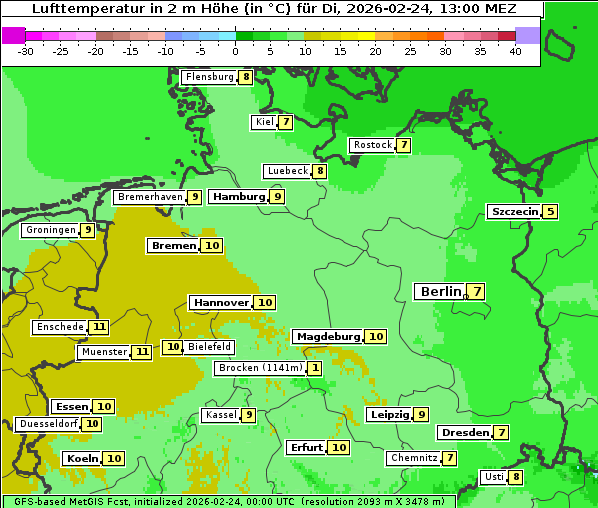 Temperatur, 24. 2. 2026