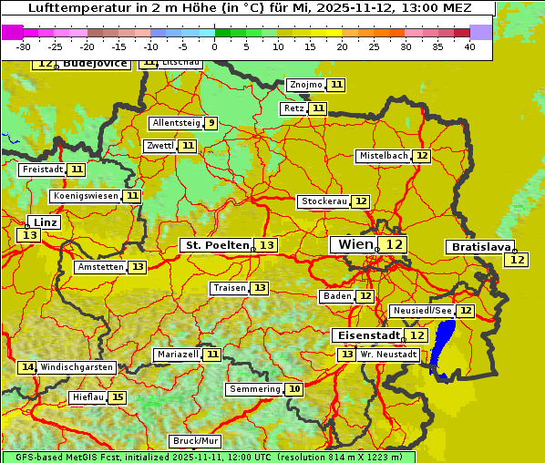 Temperatur, 12. 11. 2025