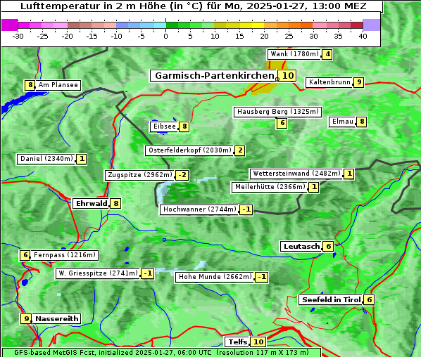 Temperatur, 27. 1. 2025