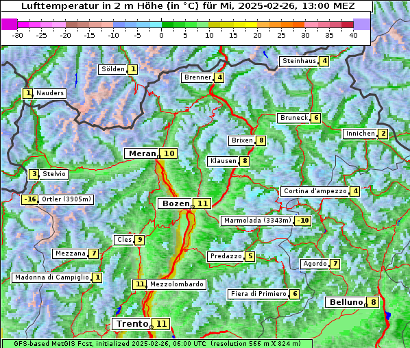 Temperatur, 26. 2. 2025