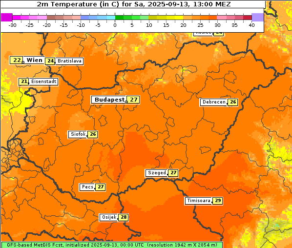 Temperatur, 13. 9. 2025