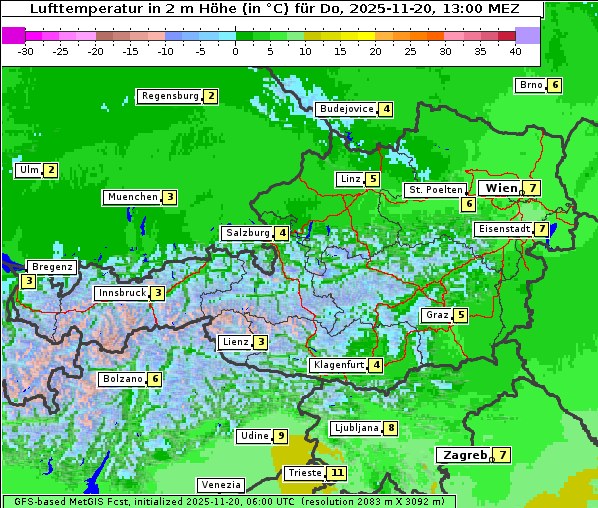 Temperatur, 20. 11. 2025