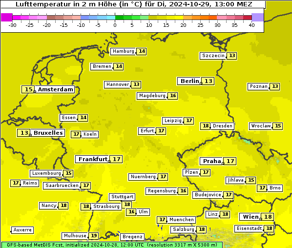 Temperatur, 29. 10. 2024