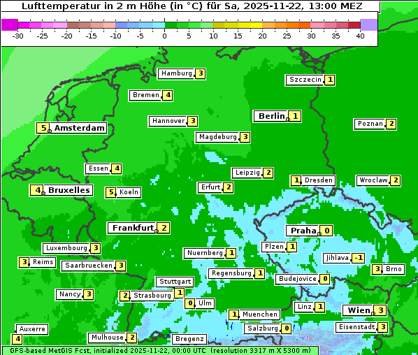 Temperatur, 22. 11. 2025