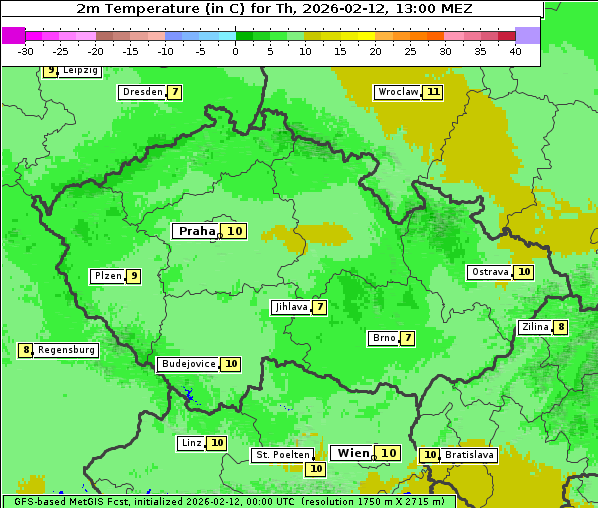 Temperatur, 12. 2. 2026