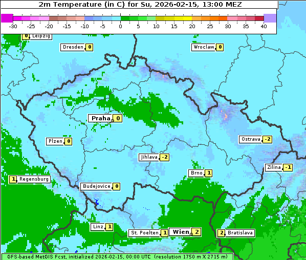 Temperatur, 15. 2. 2026
