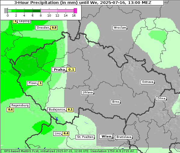 Niederschlag, 16. 7. 2025