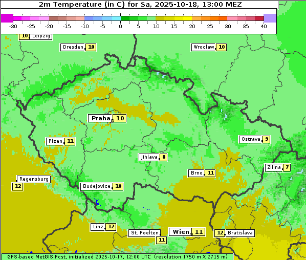 Temperatur, 18. 10. 2025