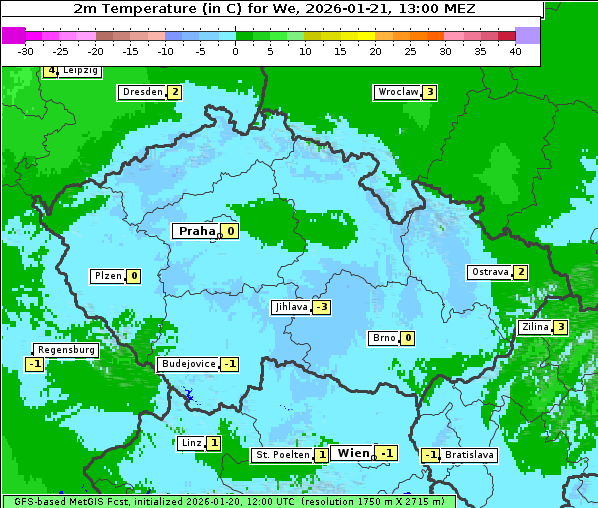 Temperatur, 21. 1. 2026