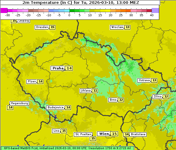 Temperatur, 10. 3. 2026