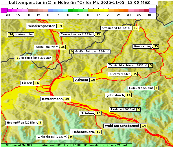 Temperatur, 5. 11. 2025