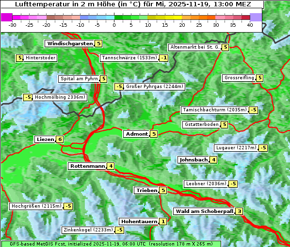 Temperatur, 19. 11. 2025