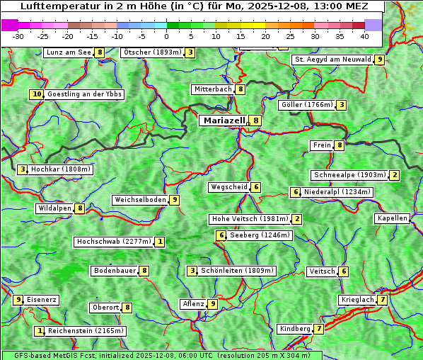 Temperatur, 8. 12. 2025