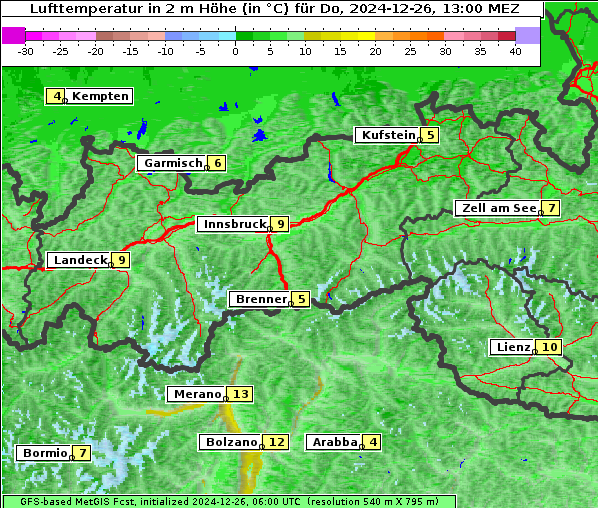 Temperatur, 26. 12. 2024