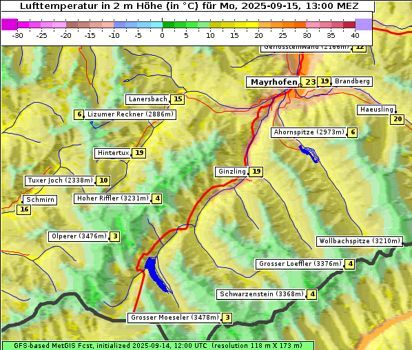 Temperatur, 15. 9. 2025