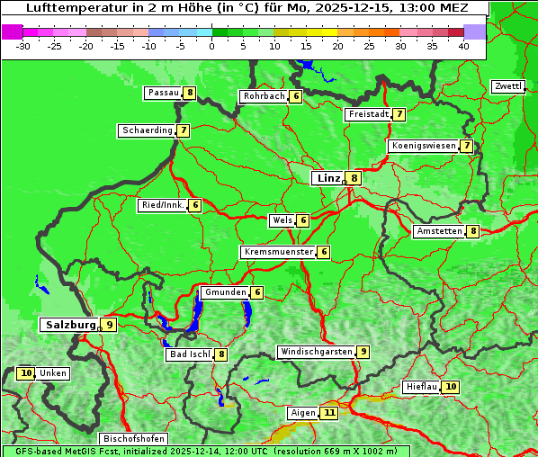 Temperatur, 15. 12. 2025