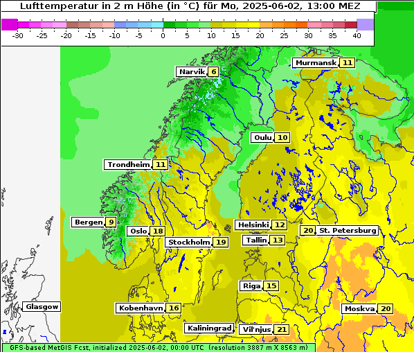 Temperatur, 2. 6. 2025