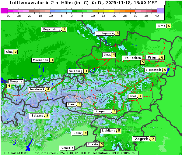 Temperatur, 18. 11. 2025