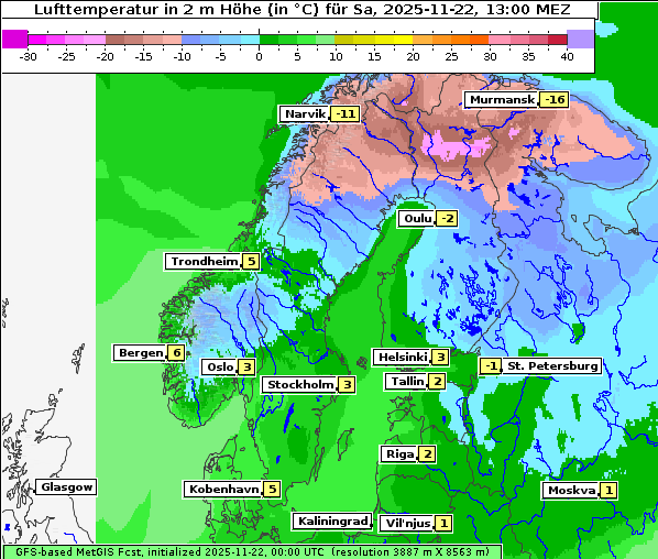 Temperatur, 22. 11. 2025
