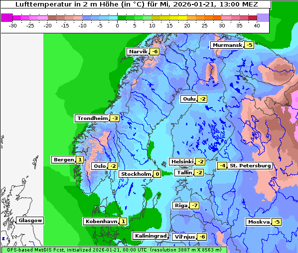 Temperatur, 21. 1. 2026