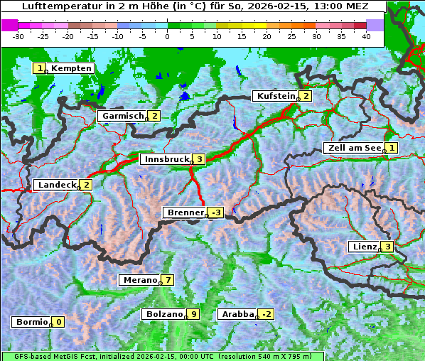 Temperatur, 15. 2. 2026