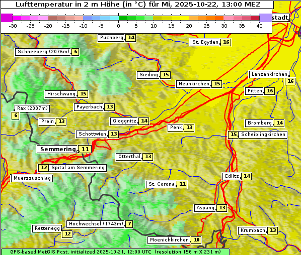 Temperatur, 22. 10. 2025