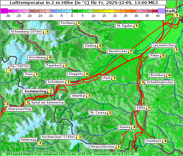 Temperatur, 5. 12. 2025