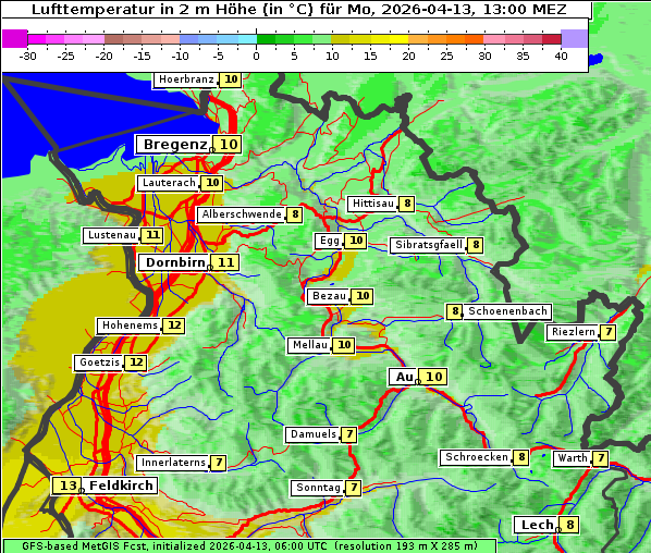 Temperatur, 13. 4. 2026