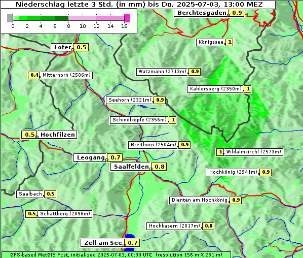 Niederschlag, 3. 7. 2025
