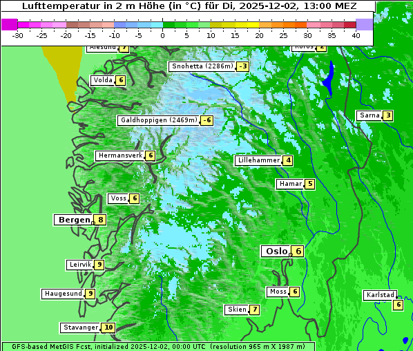 Temperatur, 2. 12. 2025