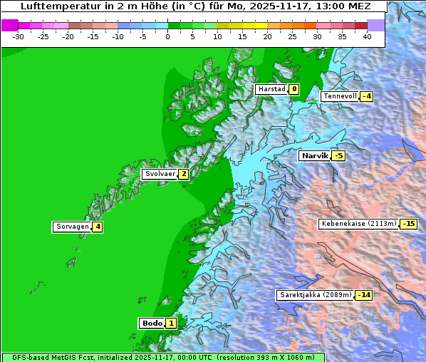 Temperatur, 17. 11. 2025