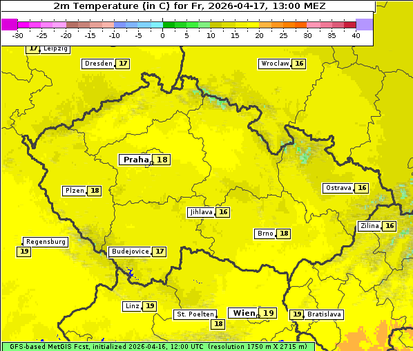 Temperatur, 17. 4. 2026