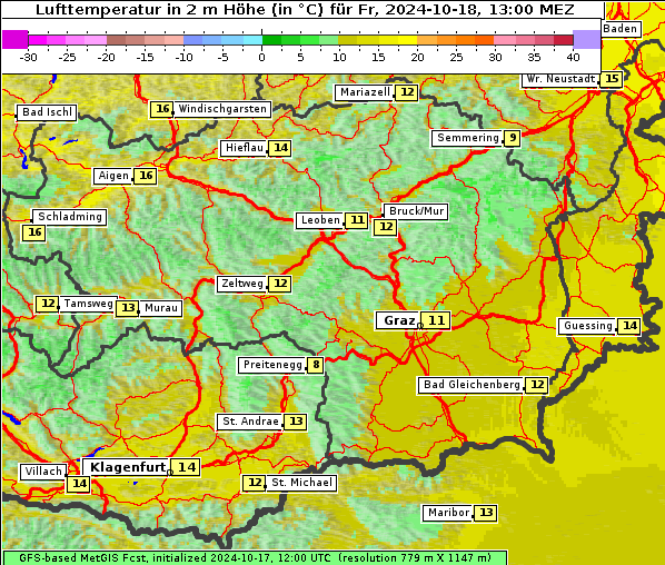 Temperatur, 18. 10. 2024