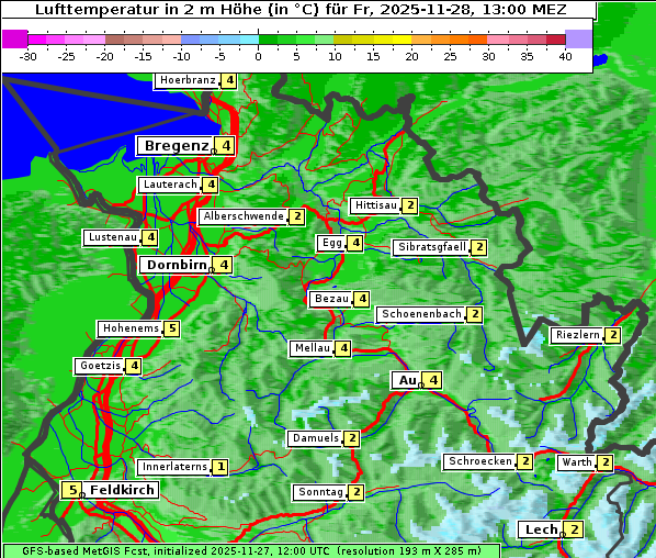 Temperatur, 28. 11. 2025