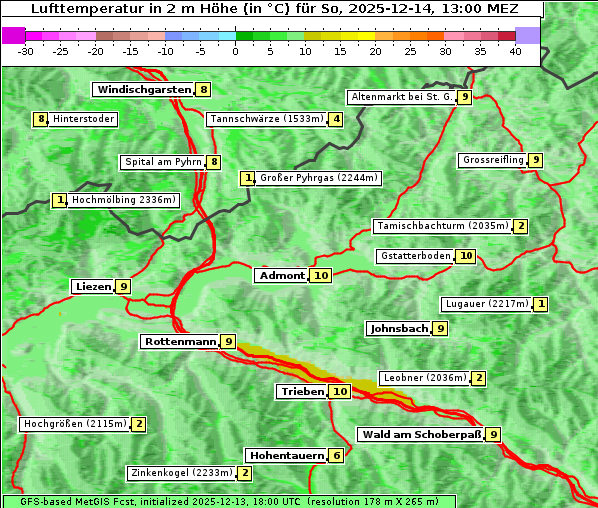 Temperatur, 14. 12. 2025